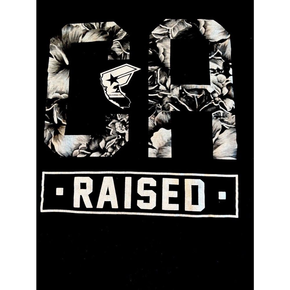 Cali Raised Men's Black T-Shirt - Famous CA Raised Tee, Medium